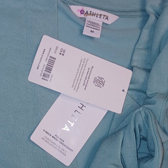 NEW Athleta Wintergreen M Purana V Neck Wrap Sweatshirt Sweater - Picture 7 of 8